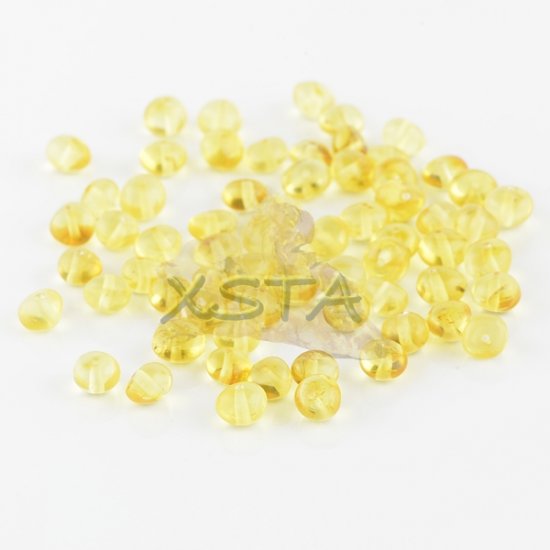 Polished baroque light honey amber beads  4-6 mm